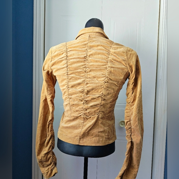 Y2K Ruched Tan Corduroy Jacket - Picture 2 of 6